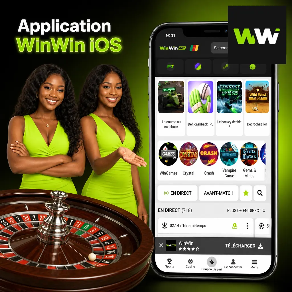 Application WinWin iOS sur iPhone et iPad pour paris sportifs, casino, dépôts et retraits mobiles fluides