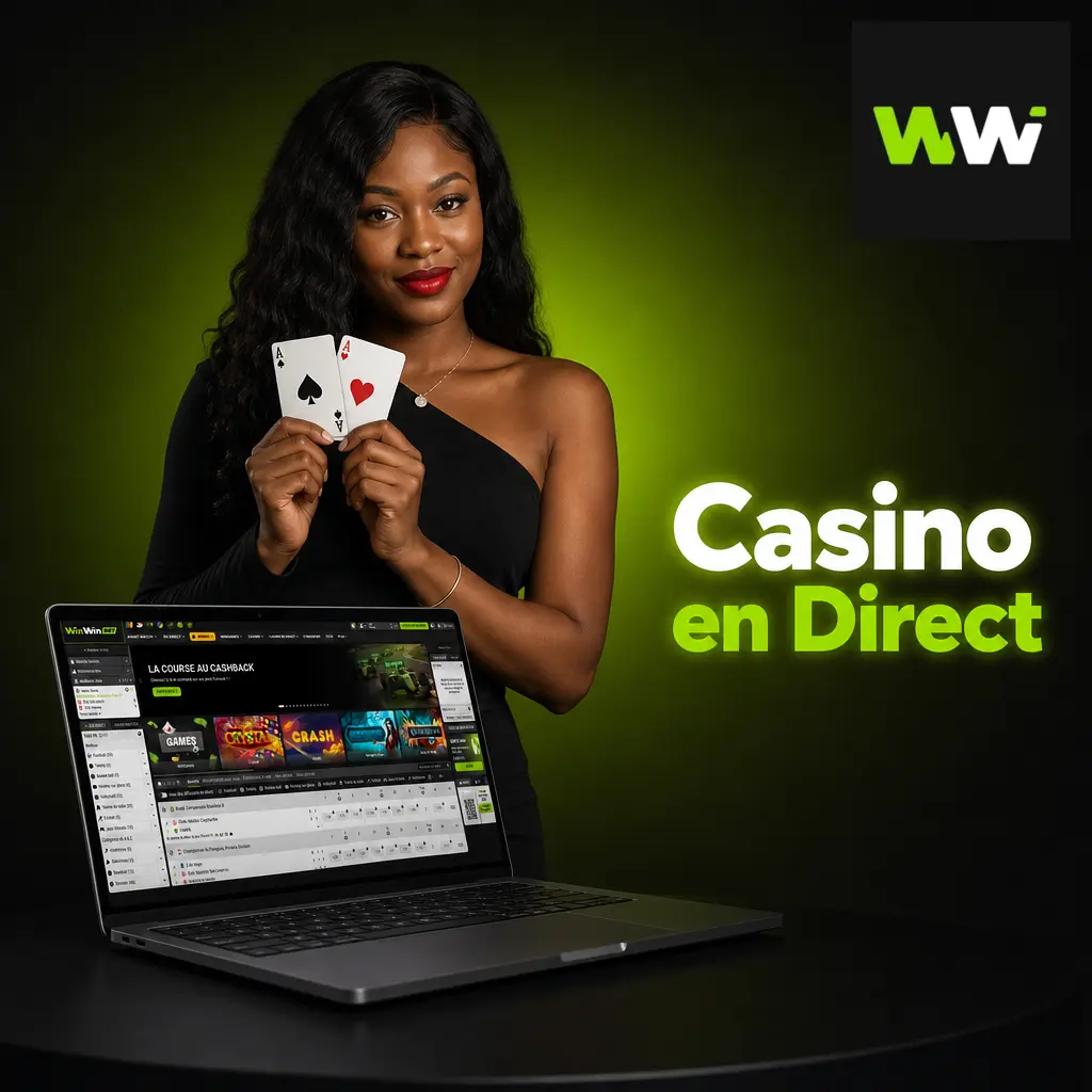 Casino en direct WinWin avec croupiers réels, tables Evolution et Pragmatic Play Live, mises dès 100 FCFA